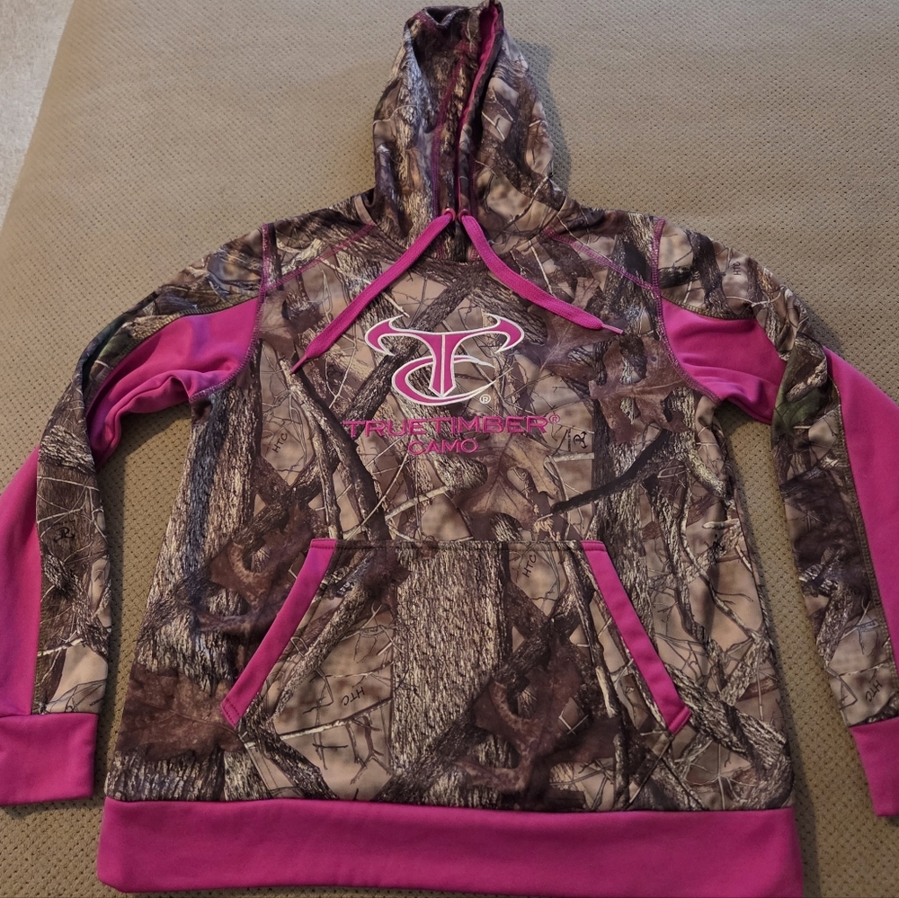 True Timber Camo women's small/medium camo pink hoodie sweatshirt Preowned